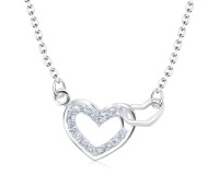 Lovely Intertwined Hearts Silver Necklace SPE-2103